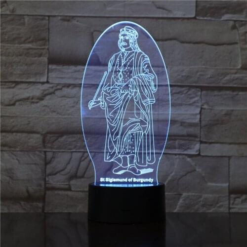 St sigismund of burgundy Shepherd Psalmhaped Usb 3d Led Night Light Gifts Desk Crucifix Table Lamp Bedroom Dropshipping 1777