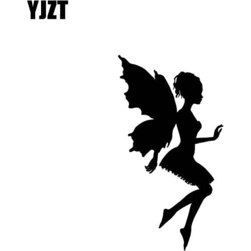 YJZT 7*13CM Cute Small Fantastic Fairy Girl Car Black/Silver Car Sticker Vinyl Decal Popular Fashion Style C20-0850