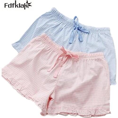 Women Pajamas Pant New Summer Cotton Pijamas Pants Short Home Wear Casual Plaid Sleep Bottoms Ladies Pyjama Pant A945