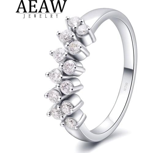 0.3ctw 1.9mm Round EF Color Brilliant Cutting Moissanite Engagement Band Lab Created Diamond Solid 18K White Gold Certificated