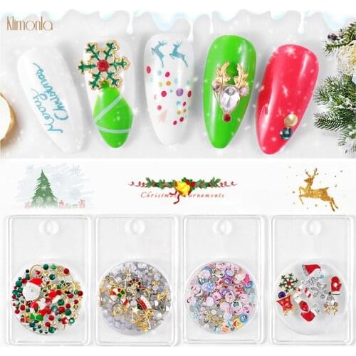 1Box Mix Style Christmas Nail Rhinestone Snowflake Hallowee 3D Nail Jewelry Decorations Manicure DIY Supplies Nail Accessories