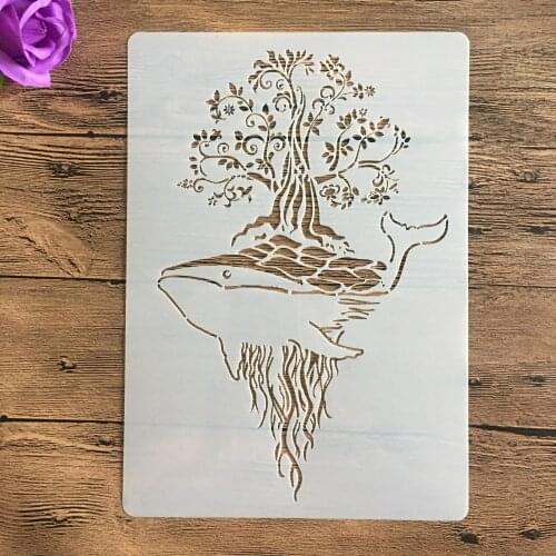 1Pcs dolphin A4 29cm Stencil For Painting Scrapbook Coloring Embossing Album Decorative Template drawing mandala stencils