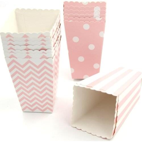 10pcs Paper Popcorn Boxes Gold Silver Pop Corn Candy/Sanck Boxes Party Wedding Birthday Movie Tableware Party Supplies