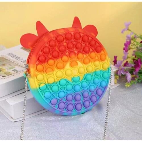 10pcs/lot Cute Bag Pops Fidget Toys Reliver Stress Toy Rainbow Push Bubble Simpl Dimmer Antistress Toy Children Sensory Game Toy