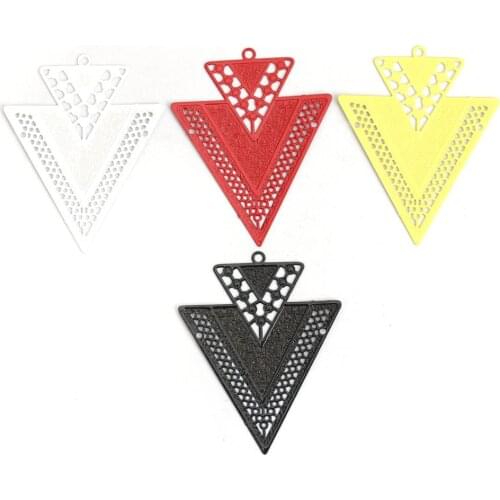 10 PCs Fashion Copper Filigree Stamping Pendants Black Yellow Arrowhead Style Jewelry DIY Findings 40mm x 32mm