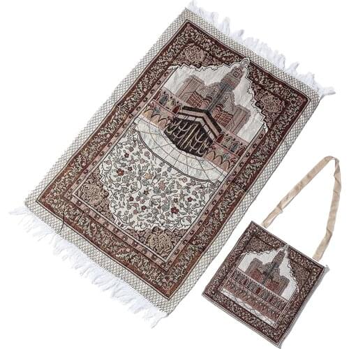 105x65cm Portable Prayer Rug with Storage Bag Polyester Kneeling Mat for Muslim Islam Prayer Mat Carpet with Shoulder Bag