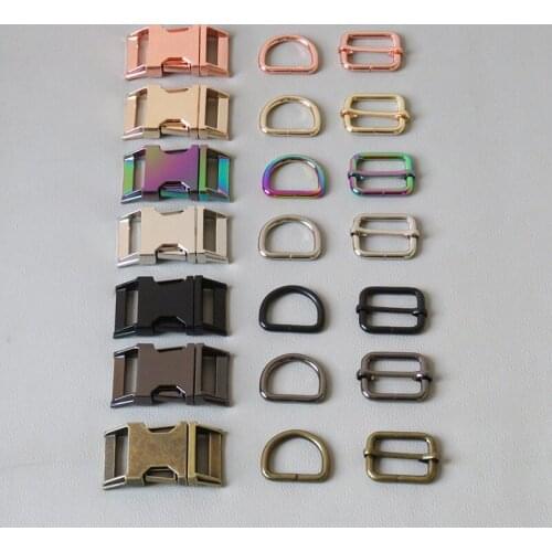 20Sets/Lot 25mm Dog Collar Paracord Metal D Ring Adjuster Belt Loop Release Buckle DIY Accessory Harness Handmade Hardware Clasp