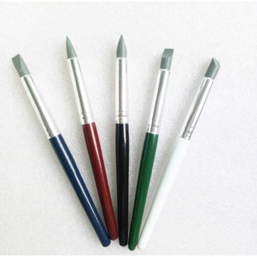 5 Pcs Gray Nail Art Pen Brushes Soft Silicone Carving Craft Nails Beauty Supplies Tool