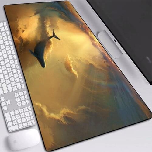 Shark Dolphin Printed Pads Mice Super Big Mouse Pad with Sewn Edges Natural Rubber Mouse Pad Desktop Pads 900x400/800x300mm