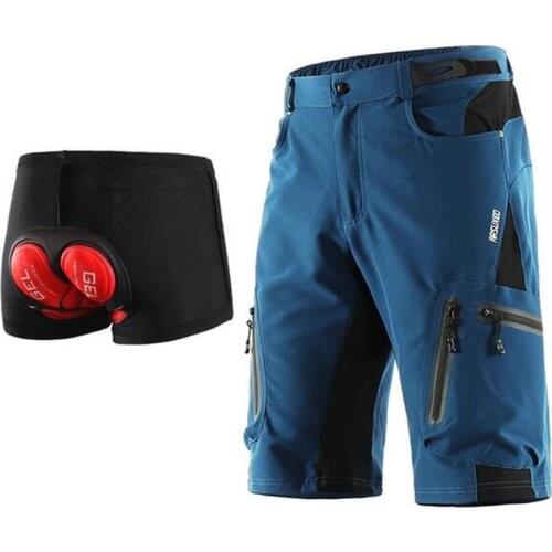 ARSUXEO Mens Outdoor Sports MTB Mountain Bike Bicycle Shorts Cycling Water Resistant Downhill Optional Padded 3D Underwer
