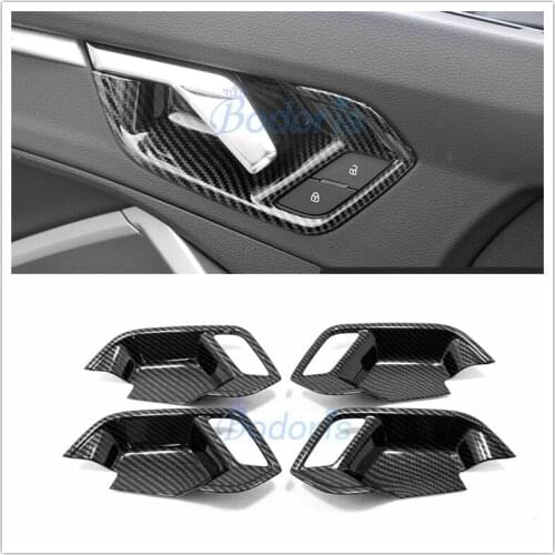 Car Styling Interior Carbon Fiber Color Door Handle Bowl Insert Trim Protector Panel Chrome For AUDI Q3 2019 Accessories