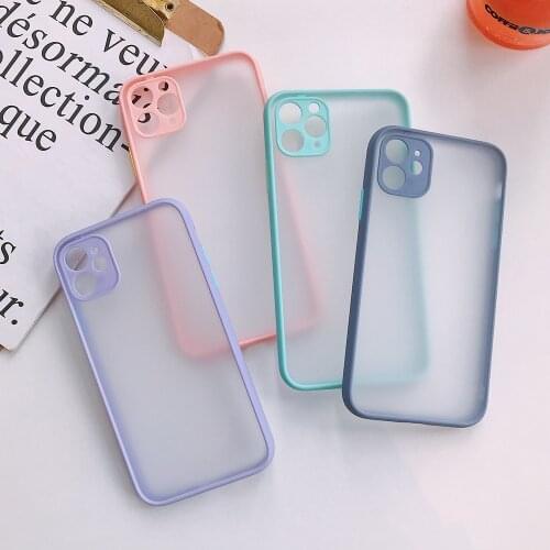 Camera Protector Phone Cases For iPhone 11 Pro Max XS Max XR SE 2020 6 6s 7 8 Plus 10 Case Matte Luxury Color Thick Border Cover
