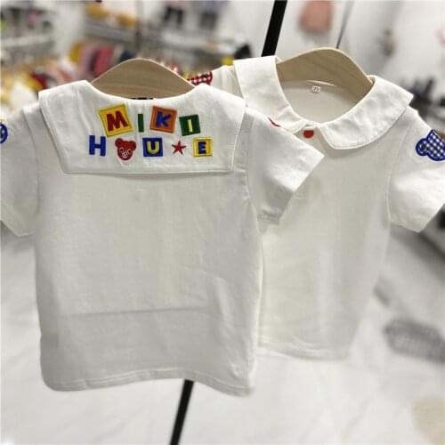 Childrens Clothing Summer New Kids Cotton Short Sleeve T Shirt Cartoon Lapel Embroidery Tops For Boys Girls Baby School T-shirt