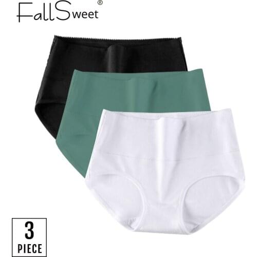 FallSweet 3 pcs / lot ! Cotton Underwewar Women High Waist Panties Comfortable Underpants Plus Size 7L
