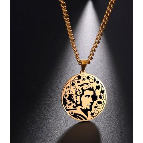 Fishhook Greek Mythology DIONYSUS Necklace King God Of Wine Drama Supernatural Stainless Steel Gift For Man Woman Jewelry