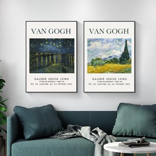 Vincent Van Gogh Classic Oil Painting Exhibition Posters Starry Night Art Prints Cuadros Wall Art Pictures for Living Room Decor