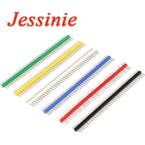 10pcs 2.54mm Pin Header 40Pin 1x40P Male Breakable Strip Straight Row Pin Connector Blue Red White Green Yellow Black
