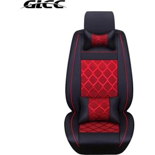 GLCC Leather 5Pcs Car Seat Covers Front Rear Seat Waterproof Cushion Airbag Compatible Automotive Vehicle Seat Covers Universal