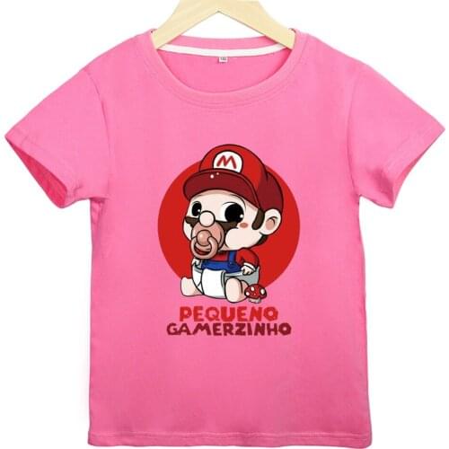 Super Baby Cartoon Printing Summer Sports Casual Short-sleeved T-shirt Cotton Boys and Girls Summer Children Kids Clothes