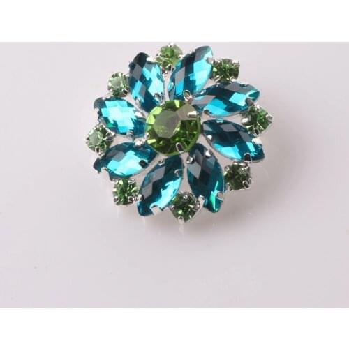 Hot 5pcs/lot 30mm Green Floral Acrylic buttons/ Diamante rhinestone button DIY for Wedding Decoratio sewing Clothing buttons