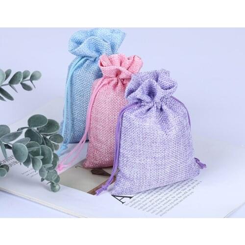 10Pcs Drawstring Bags Hemp Cord Twine String Jewelry Making Jewelry Display Wedding party Pouches Chritmas Burlap Packing Pouch