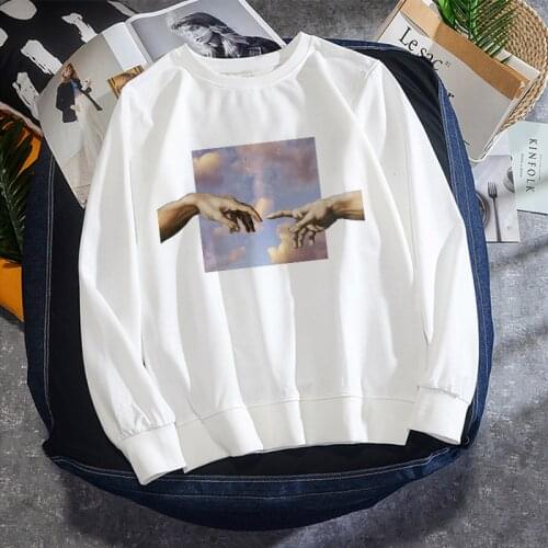 Michelangelo Cappella Sistina Harajuku Ulzzang Tumblr Warm women streetwear Winter casual loose Hip Hop ins art Chic sweatshirt