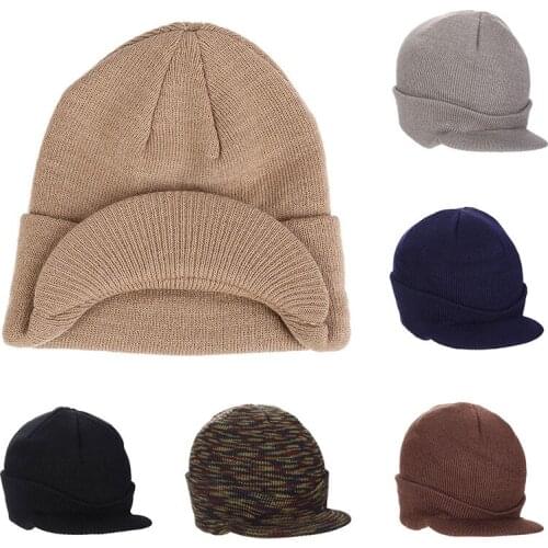 2021 Men Warm Knitted Peaked Cap Winter Soft Ear Protection Comfortable Daily Anti Cold Fashion Solid Outdoor Portable Hats New
