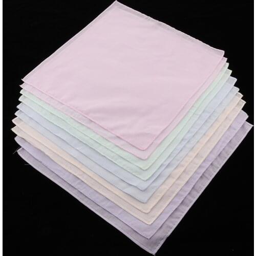 Pack of 10 Vintage 100% Cotton Solid Handkerchiefs Party Hanky Pocket Square Hankies Towel DIY Your Own Patterns