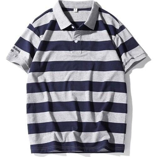 New Fashion Trend Trend Mens Polo Shirt Breathable Comfortable Thick Stripe Boy Polo Shirt Summer Casual T-shirt M-4XL