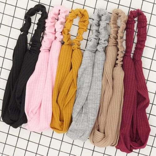 2019 New Women Headband Vintage Cross Knot Elastic Hair Bands Soft Solid Girls Hairband Hair Accessories