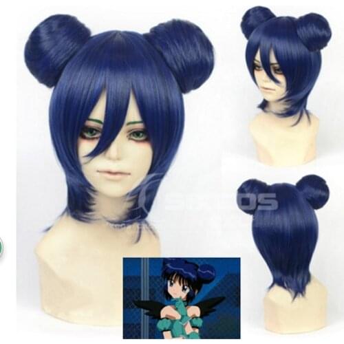 New Tokyo Mew Mew manga Minto Aizawa Cosplay Wig Hairwear Blue Short Wig Heat Resistant +Cap +Track