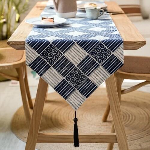 New Product Table Runner Japanese Style and Zen Tea Mat Cotton and Linen Plaid Fabric Retro All-match Tablecloth Mat