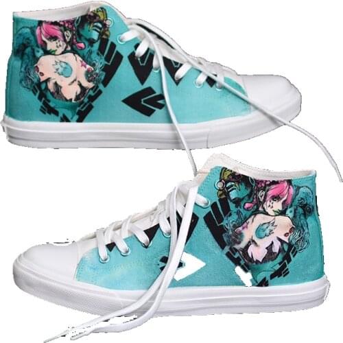 Unisex Anime Cos Bizarre Adventure Kujo Jotaro Casual Ankle Canvas Shoes Preppy Student plimsolls duck shoes Sneakers