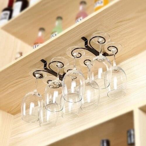 Drop Shipping Wine Glass Holder Stemware Rack Under Cabinet Metal Glasses Storage Hanger Organizer for Kitchen Bar