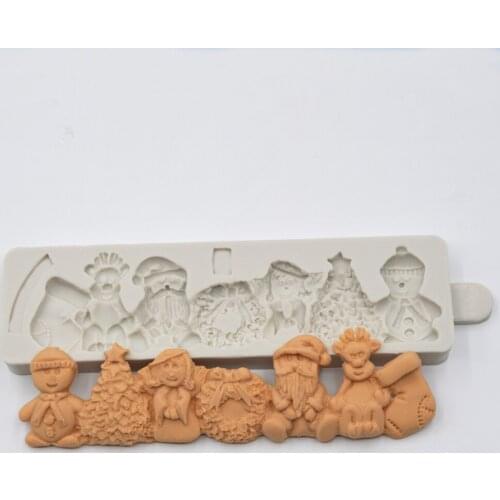 PRZY Christmas Fondant Molds Fondant Mould Chocolate Mold for Cake Decoration Silicone Moulds Santa Claus Pine Snowman Silicone