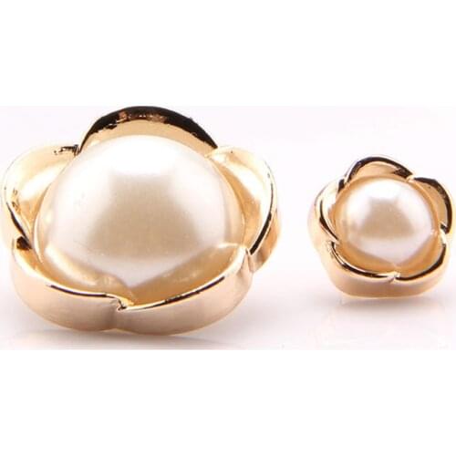 10pcs 18mm Round Pearl Buttons with Shank Sewing Gold Floral Pattern Clothes Embroidery Shirts Suits Coats Wedding Dress Antique