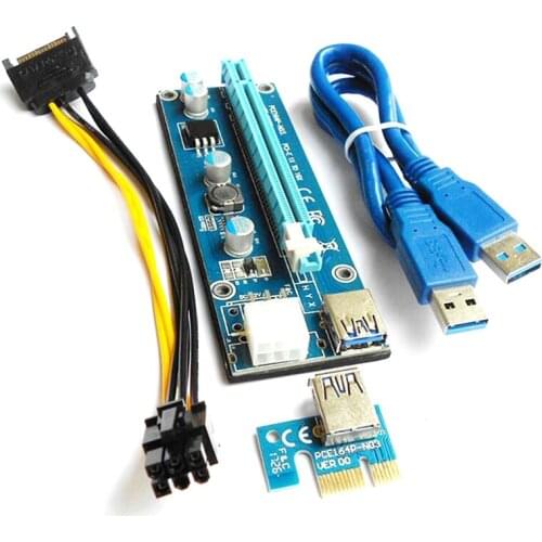 VER006C 60CM PCI-E Riser Card 006C PCI Express PCIE 1X to 16X Adapter USB 3.0 Cable SATA to 6Pin Power for Mining Miner