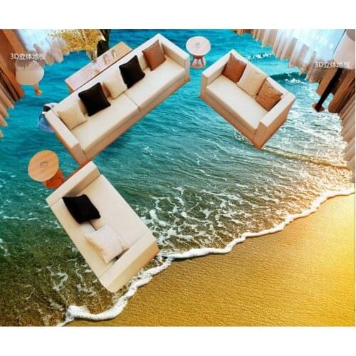 Custom Photo self-adhesive 3D floor PVC waterproof floor Beach Photo floor wallpaper 3d stereoscopic