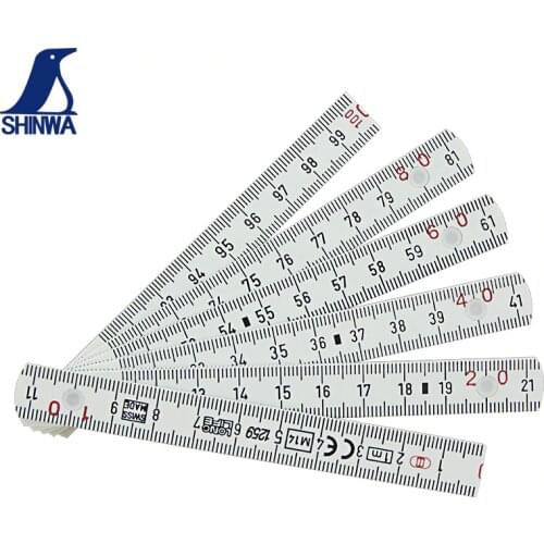 SHINWA Woodworking Plastic Folding Ruler Fiberglass Insulation Ruler
