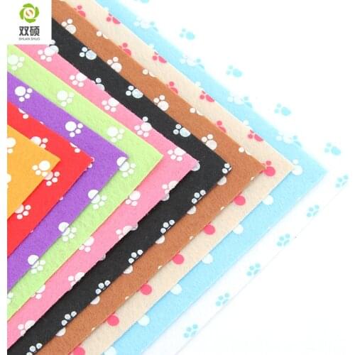 Footprint Polyester Felt Fabric Cloth DIY Handmade Sewing Home Decor Material Thickness 1mm Mix 10Colors 15x15cm N-10S6