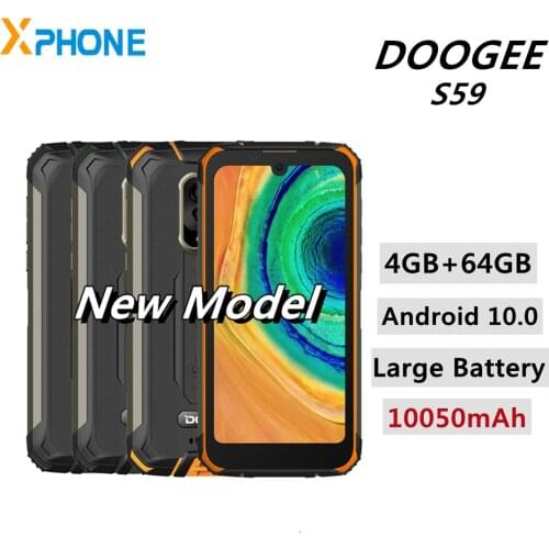 DOOGEE S59 Rugged Phone 4GB 64GB Large Battery 10050mAh IP68/IP69K Smartphone 5.71 inch Support 4G OTG