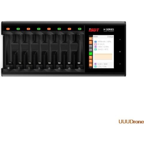 In Stock ISDT N8 18W 1.5A 8 Slots LCD AA/AAA Quick Charger for LiIon LiHv Life NiMh Nicd Nizn RC Models Part Accs