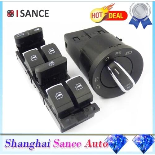 ISANCE Power Window & Headlight Switch 1C0941531 3BD959857 For VW Golf Jetta MK4 Passat B5 Seat Leon Toledo 1998 1999 2000-2005