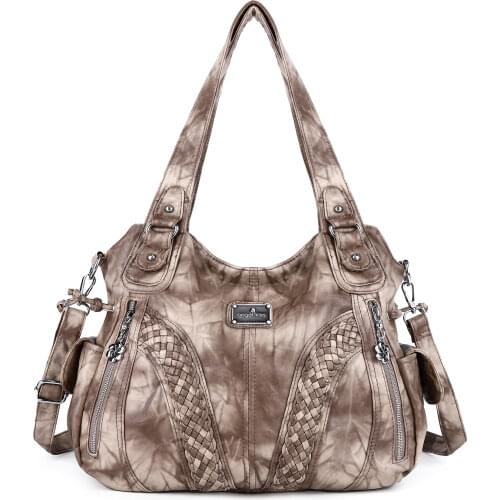 Angelkiss Women Purses and Handbags Washed Pu Lether Large Shoulder Bags On Sale