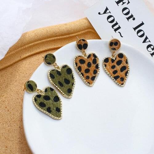 AENSOA Women Leopard Heart Drop Earrings Statement Elegant Large Pendant Earrings Unusual Dangle Earring 2021 Trendy Gift