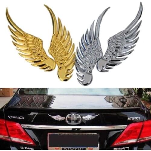 1pair 3D dimensional Alloy Metal car stickers Angel Hawk Wings Emblem Badge Decal Car Logo Sticker golden silver color optional