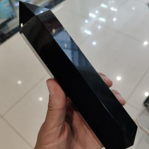 1pcs 710g Natural obsidian obelisk quartz crystal mineral wand point healing