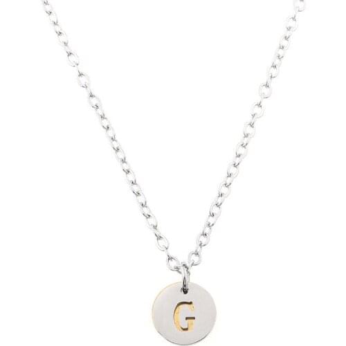 1pcs Letter Design Capital Initial Necklace Women Men Jewelry Gold/Silver Color Stainless Steel Alphabet Letter Necklace Jewelry