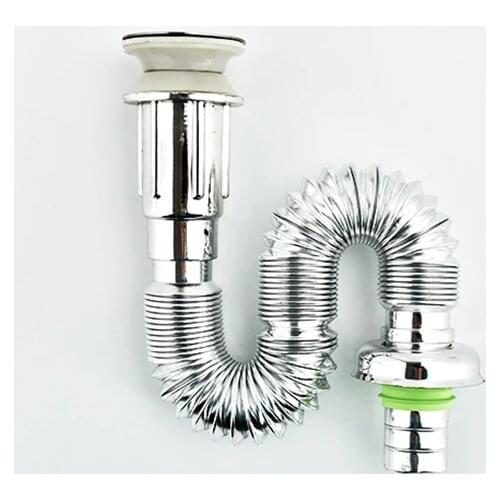 1pc Electroplating Joint Water Pipe Stainless Steel Water Pipe Basin Drainer