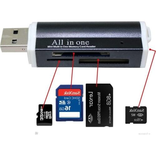 100pcs 4 in 1 Type C Meomery Micro USB SD OTG USB 2.0 TF Card Adapter Type-C Flash Drive Adapter For PC macbook